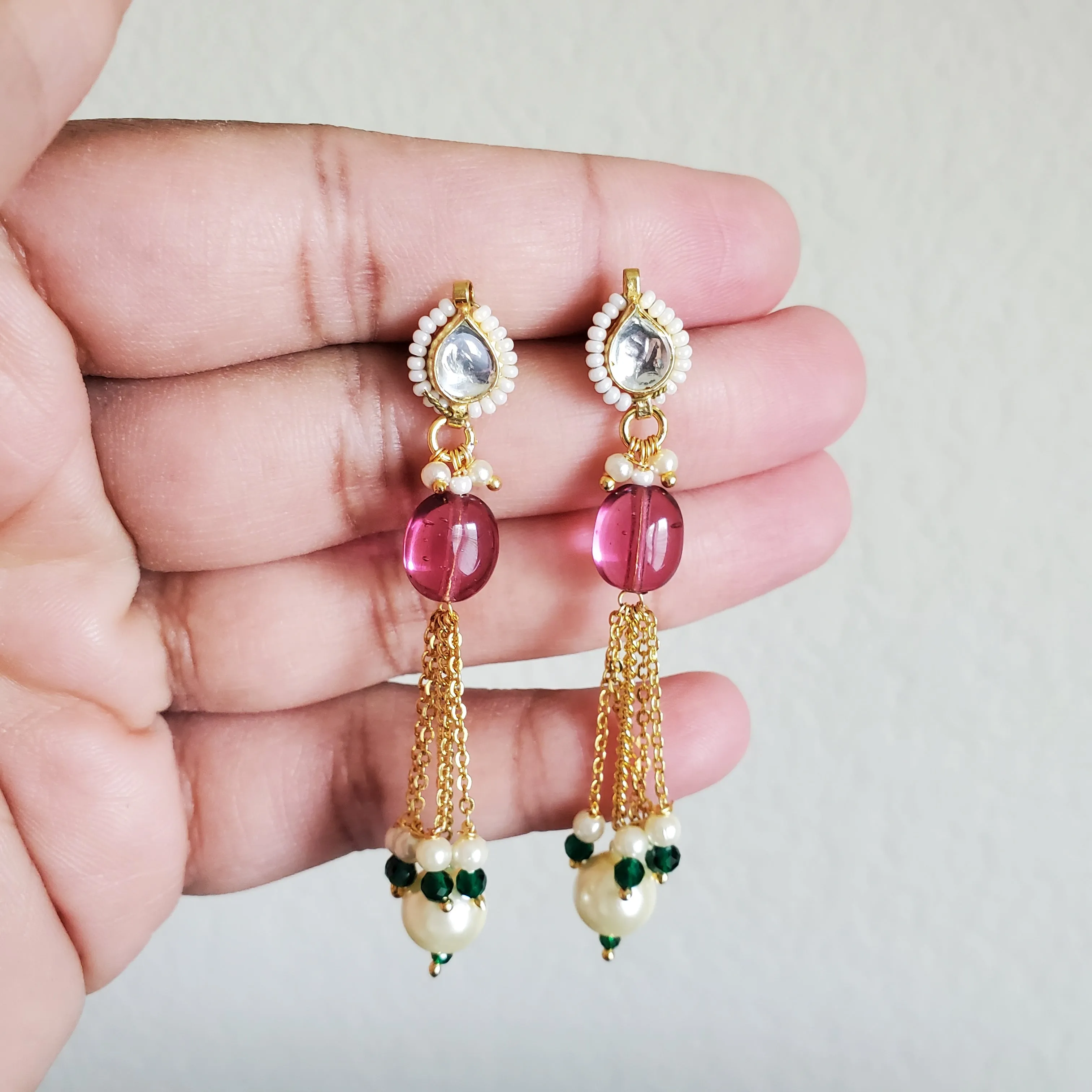 Traditional layer Pearl Necklace Set With Gold Finish