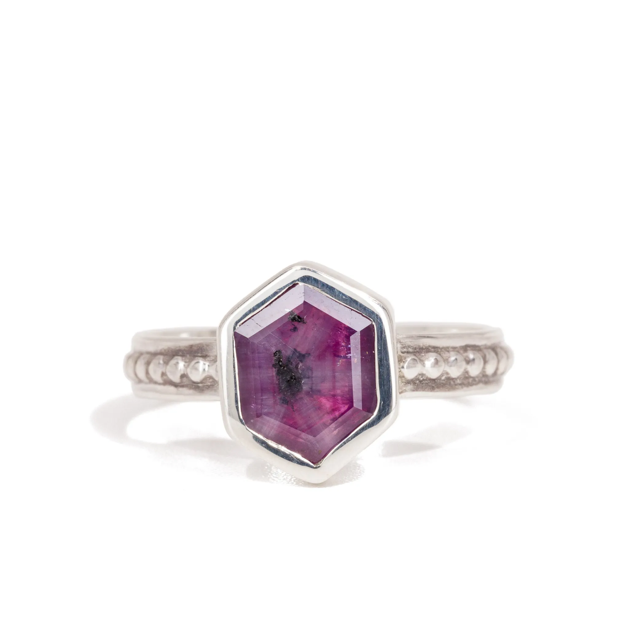 Trapiche Ruby 1.93 Carat Sterling Silver Handcrafted Gemstone Ring