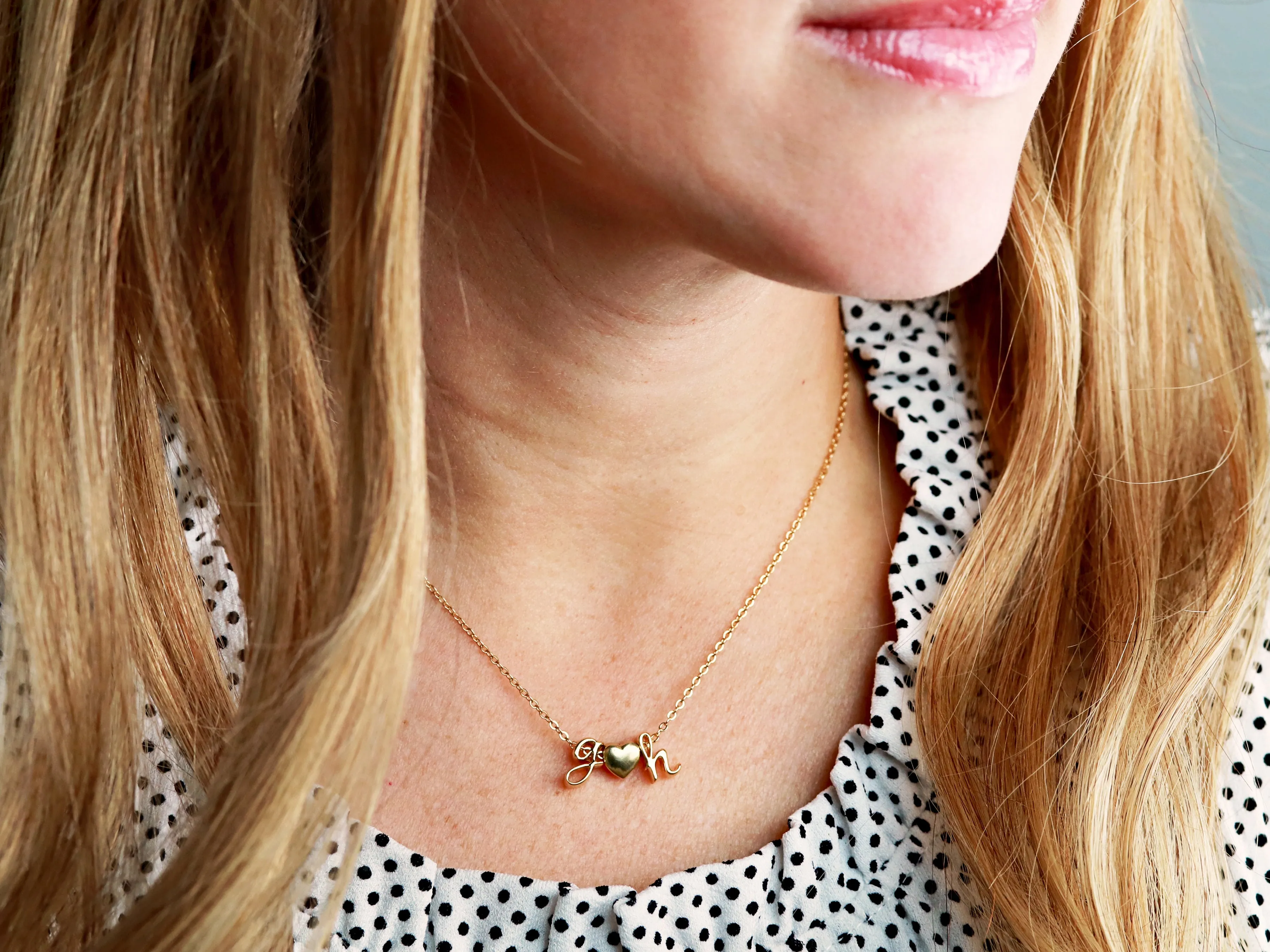 Triple Charm Cursive Necklace