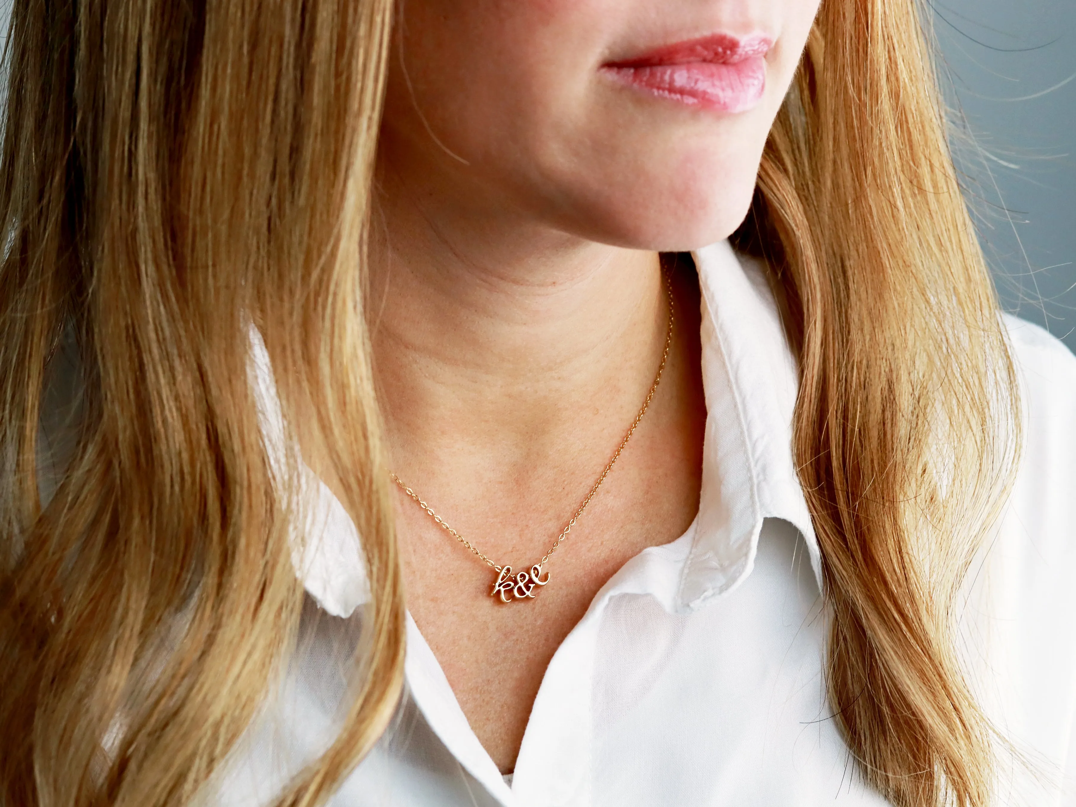 Triple Charm Cursive Necklace