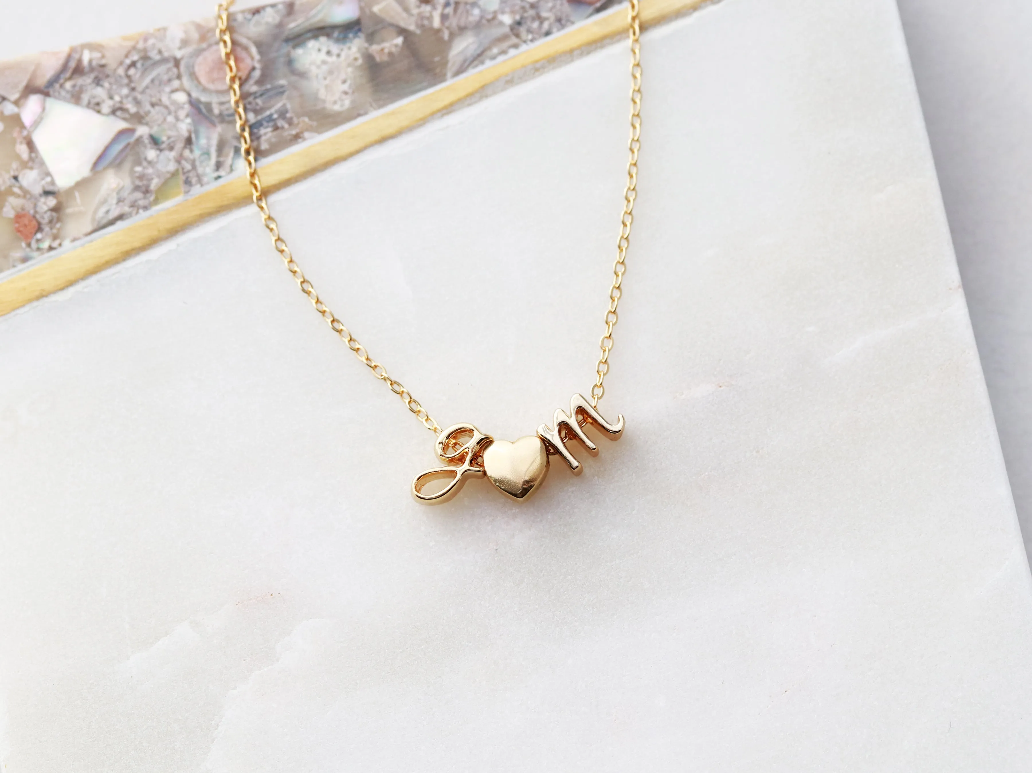 Triple Charm Cursive Necklace