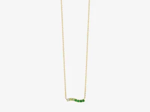 Tsavorite Ombre Wavy Horizontal Pendant Necklace