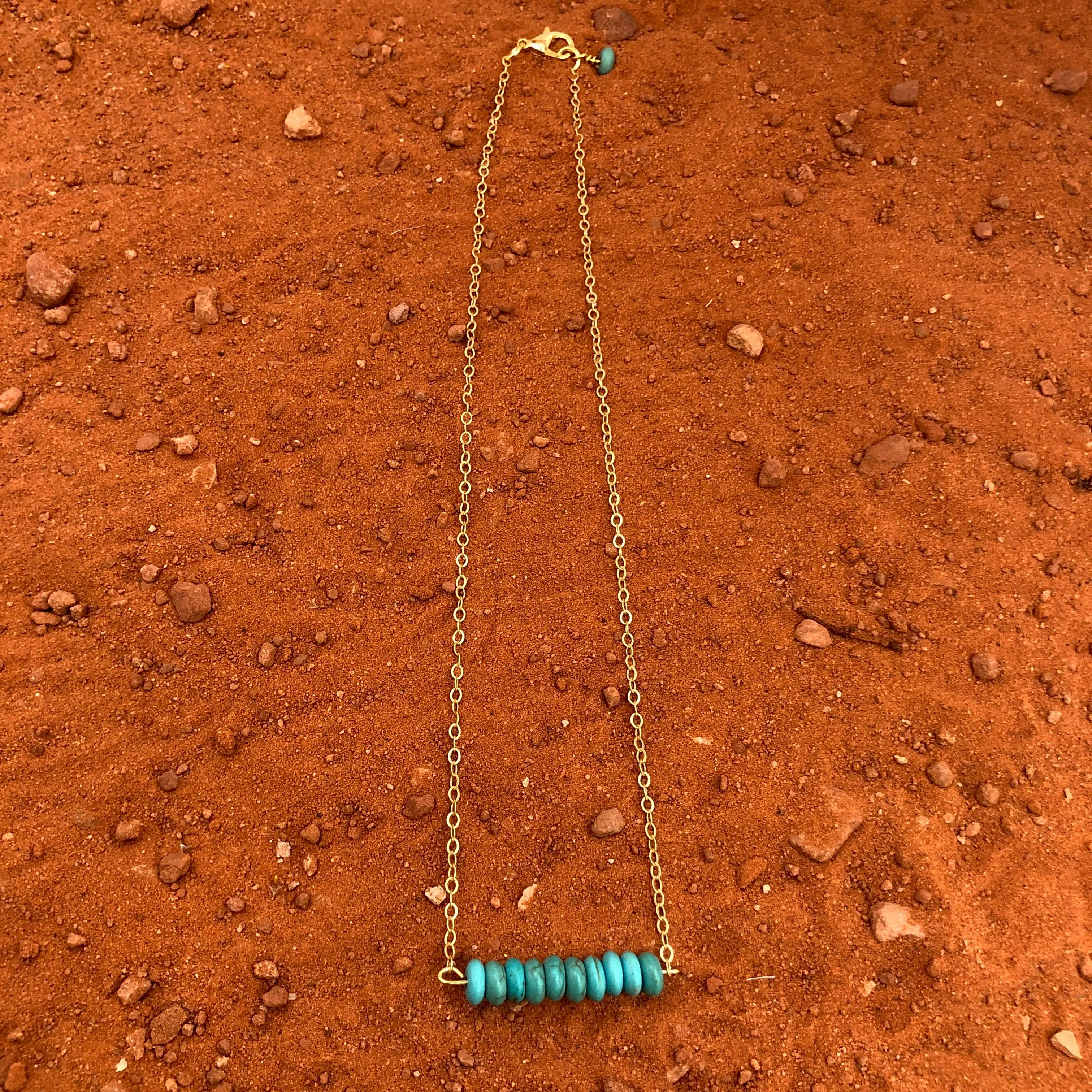 Turquoise & Gold Bar Necklace