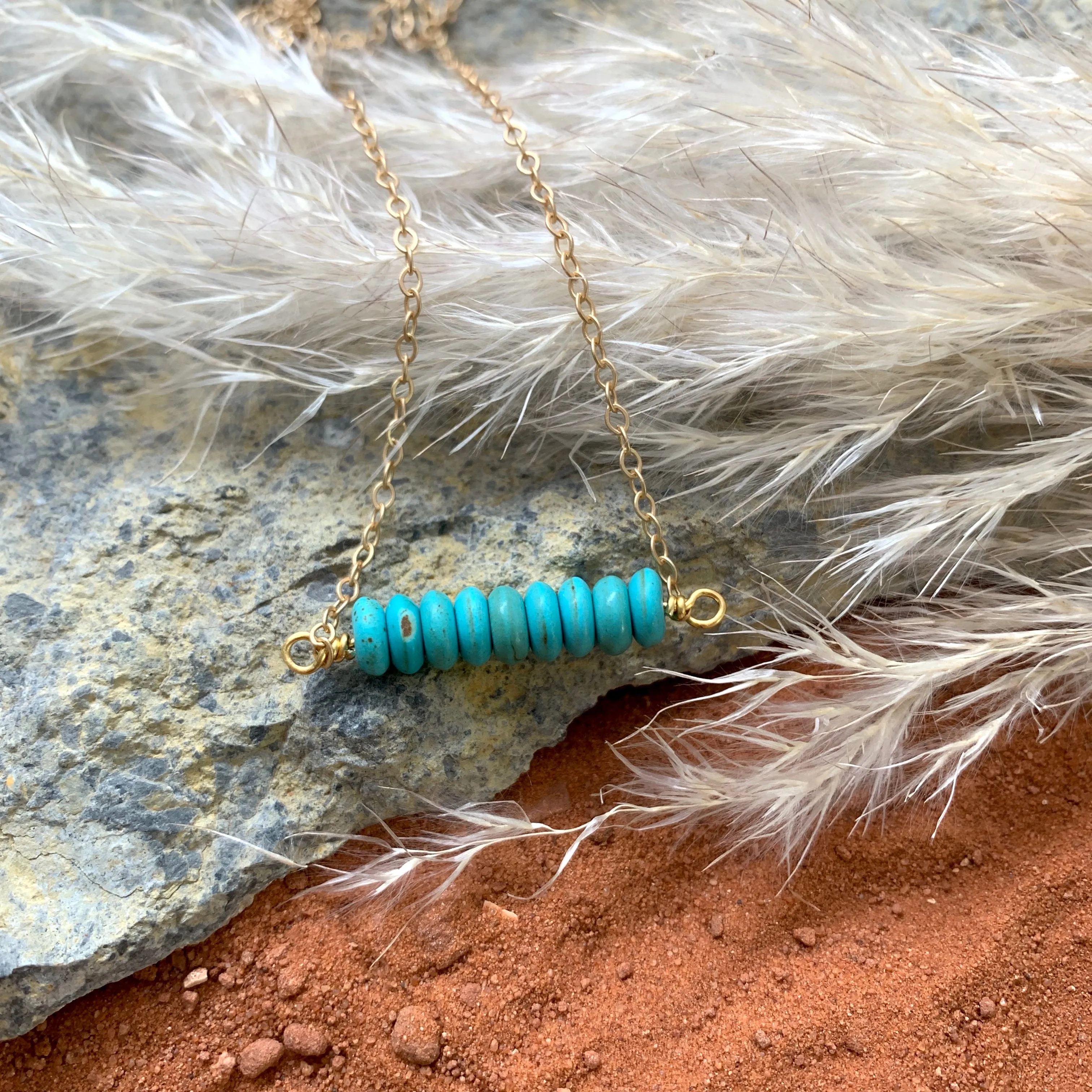 Turquoise & Gold Bar Necklace