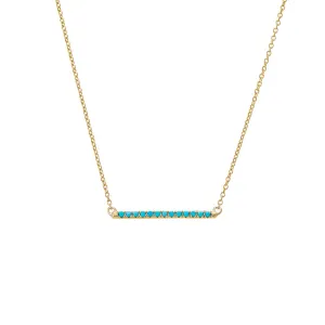 Turquoise Bar Pendant Necklace 14K