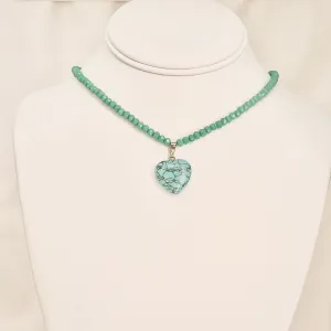 Turquoise Heart-Shaped Natural Stone Necklace: Vibrant 