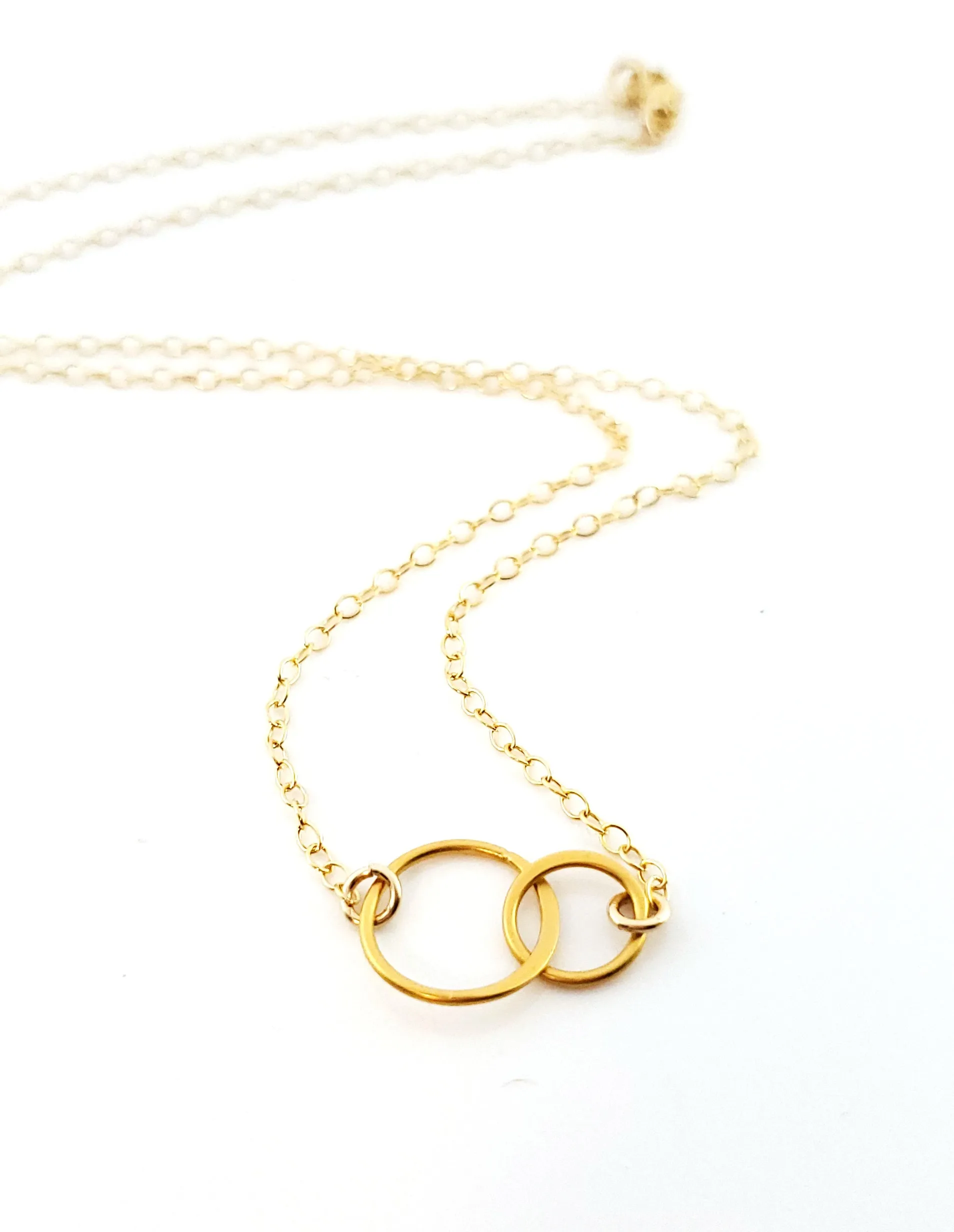 Two Circles of Life Charm - 14k Gold Filled Necklace