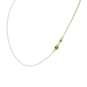 Two Stone Bezel Set Peridot Necklace