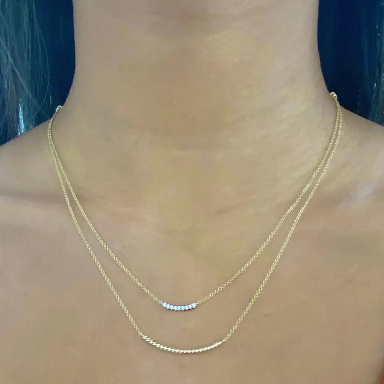 Two Strand Diamond Bar Necklace