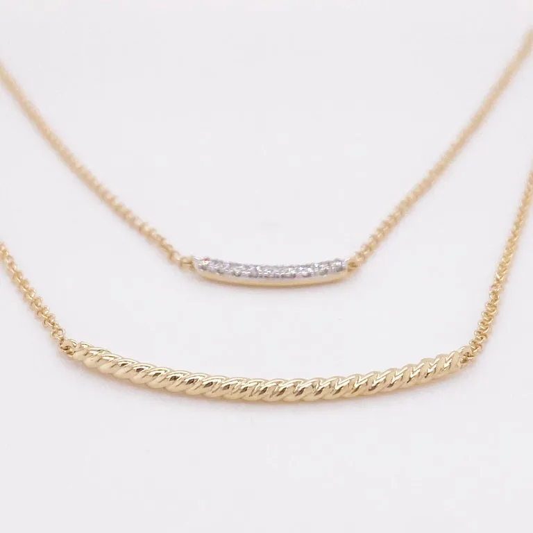 Two Strand Diamond Bar Necklace