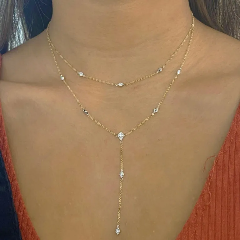 Two Strand Diamond Station Necklace