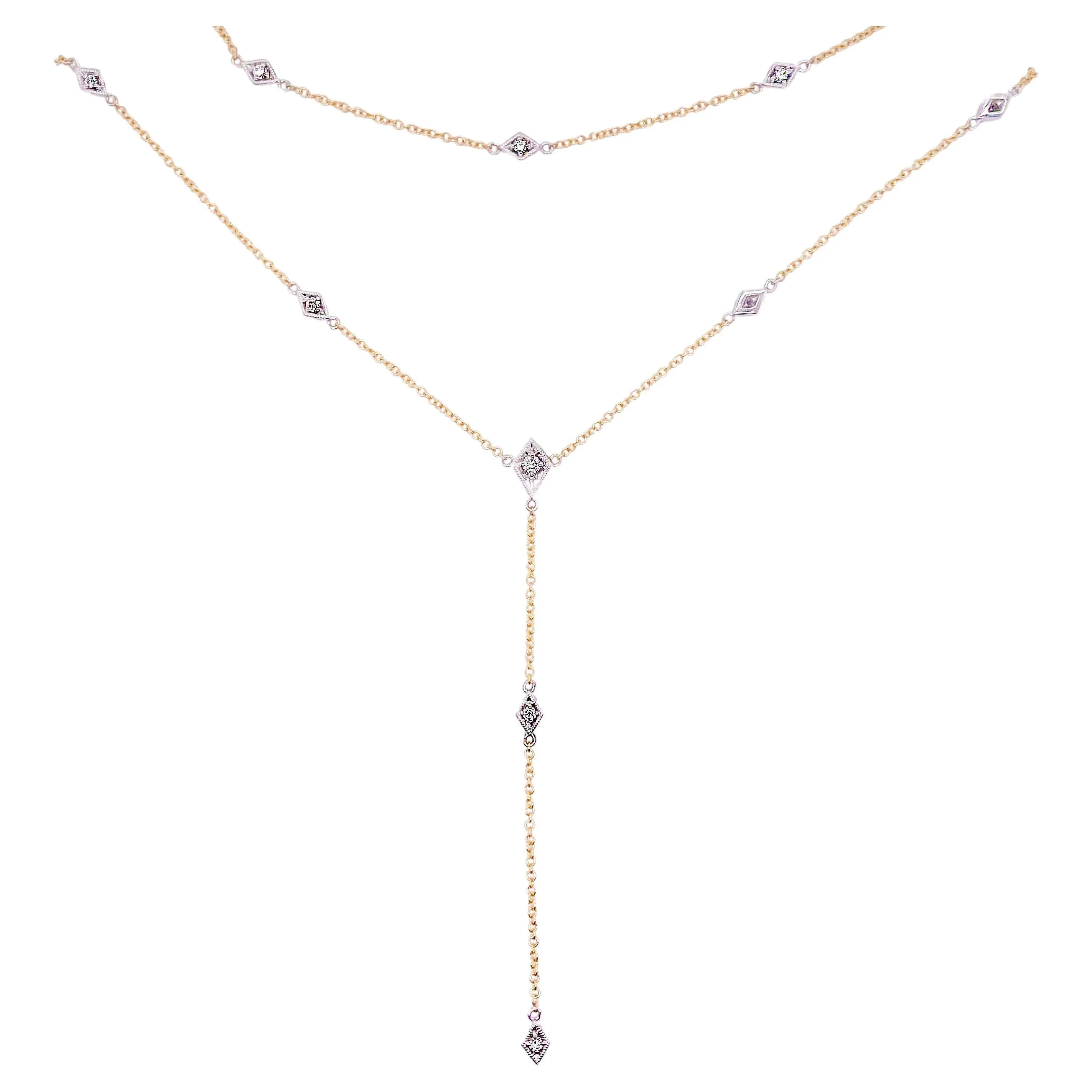 Two Strand Diamond Station Necklace