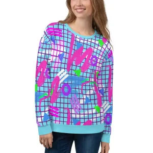 Unisex Sweatshirt, Memphis Vaporwave Squiggles