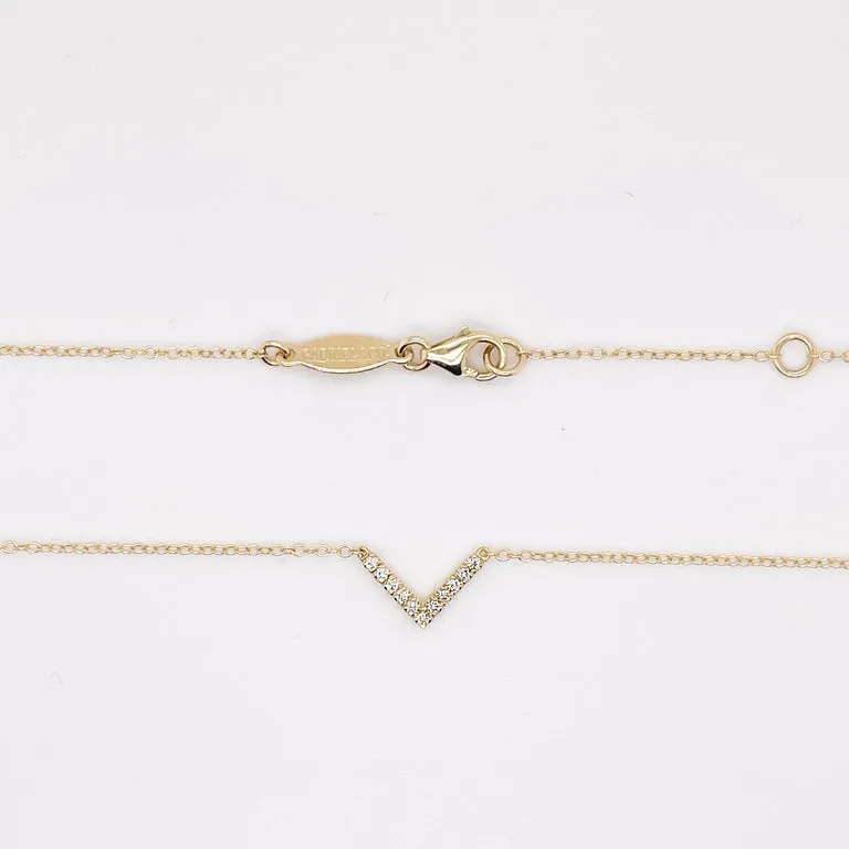 V Shaped Diamond Bar Necklace