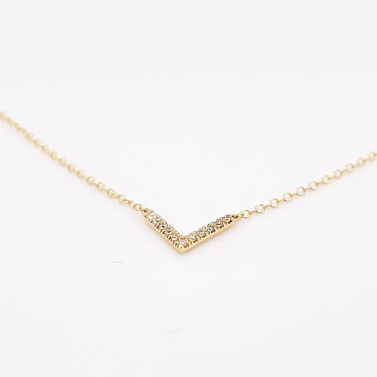 V Shaped Diamond Bar Necklace
