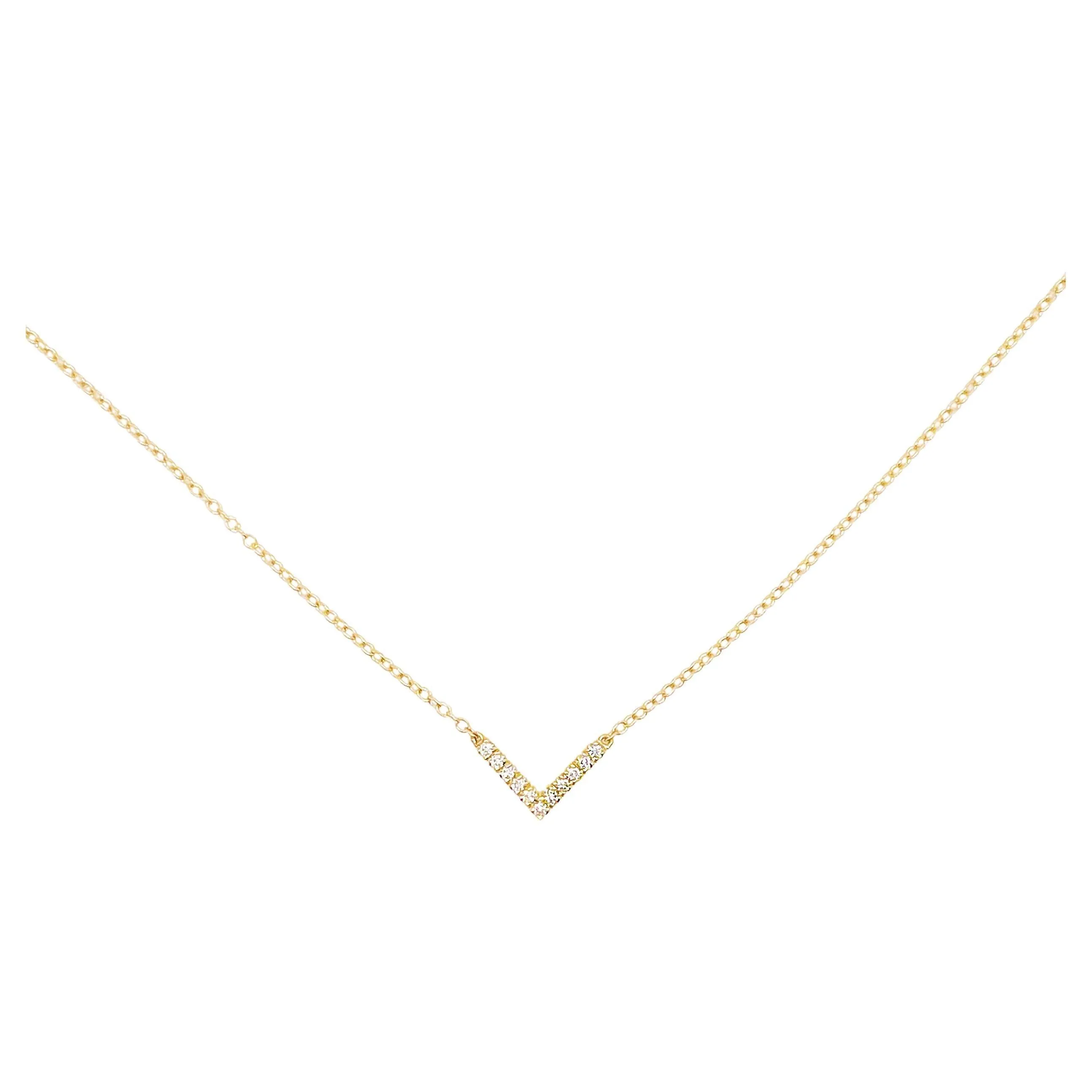 V Shaped Diamond Bar Necklace