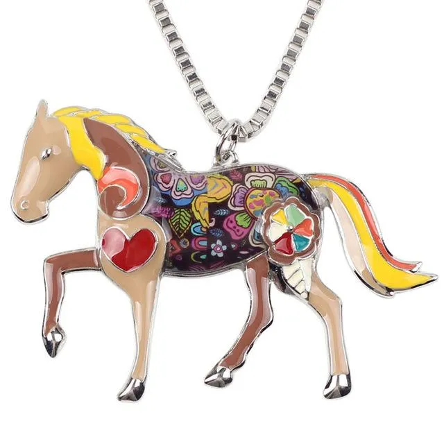 Vibrant Horse Pendant Necklace