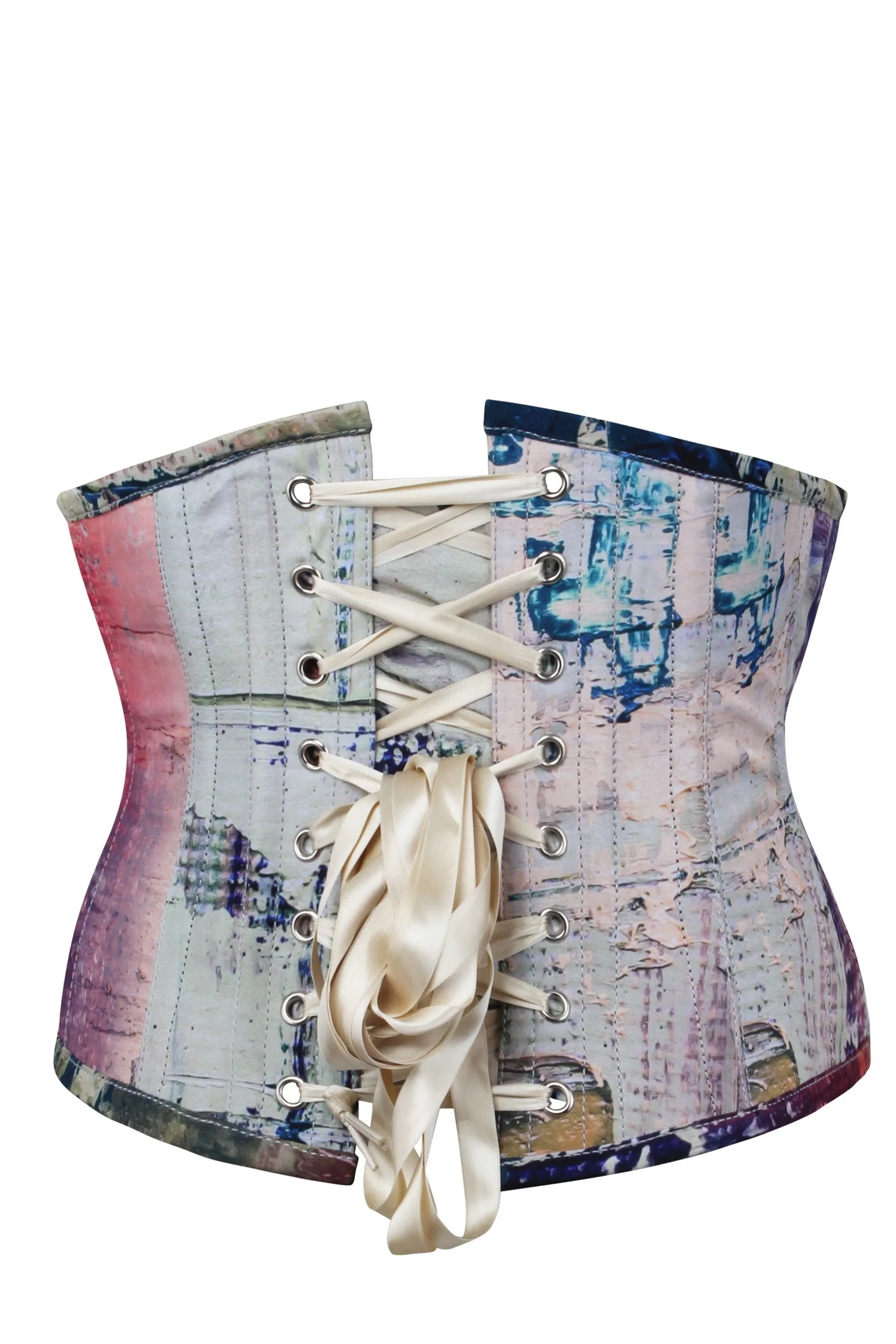 Vibrant Purple and Cream Snake Print Waspie Corset