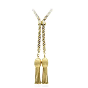 Vintage 1960s 18KT Yellow And White Gold Rope Necklace