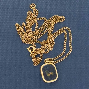 Vintage Carved Glass Aries Pendant