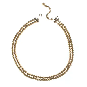Vintage Crown Trifari Gold Bead Double Strand Necklace