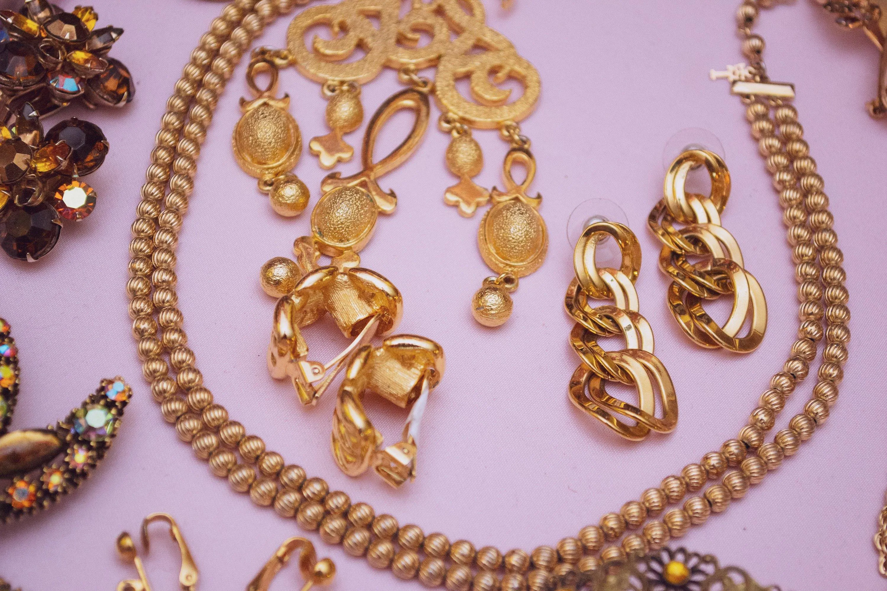 Vintage Crown Trifari Gold Bead Double Strand Necklace