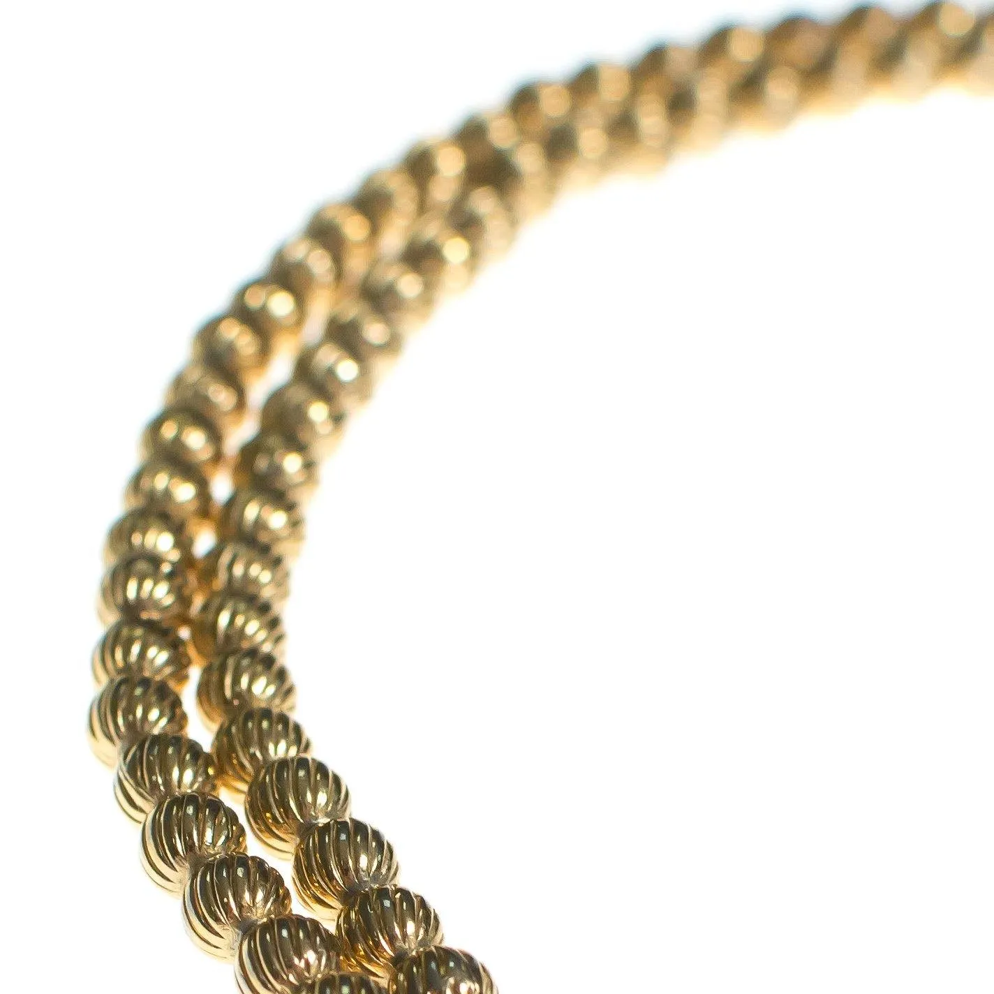 Vintage Crown Trifari Gold Bead Double Strand Necklace
