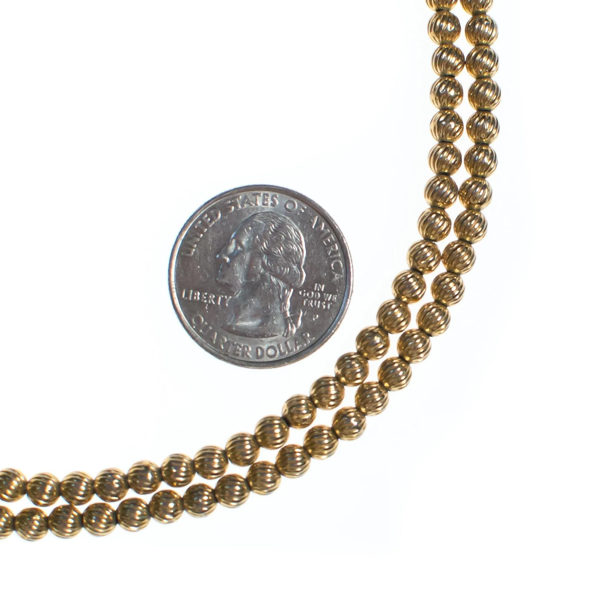 Vintage Crown Trifari Gold Bead Double Strand Necklace