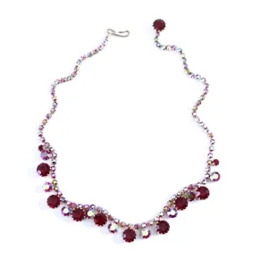 Vintage Weiss Red Iridescent Aurora Borealis Necklace