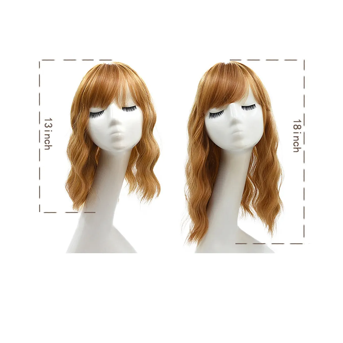 Viviabella Loose Water Wavy Hairpiece Clip in Fluffy Crown Topper With Choppy Bangs Synthetic Hair Toupee for Women Girls
