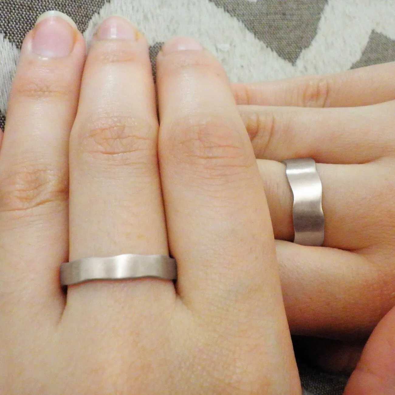 Wavy Edges Wedding band, Asymmetric wedding band