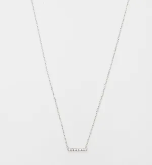 White Gold 7 Diamond Pavé Bar Necklace