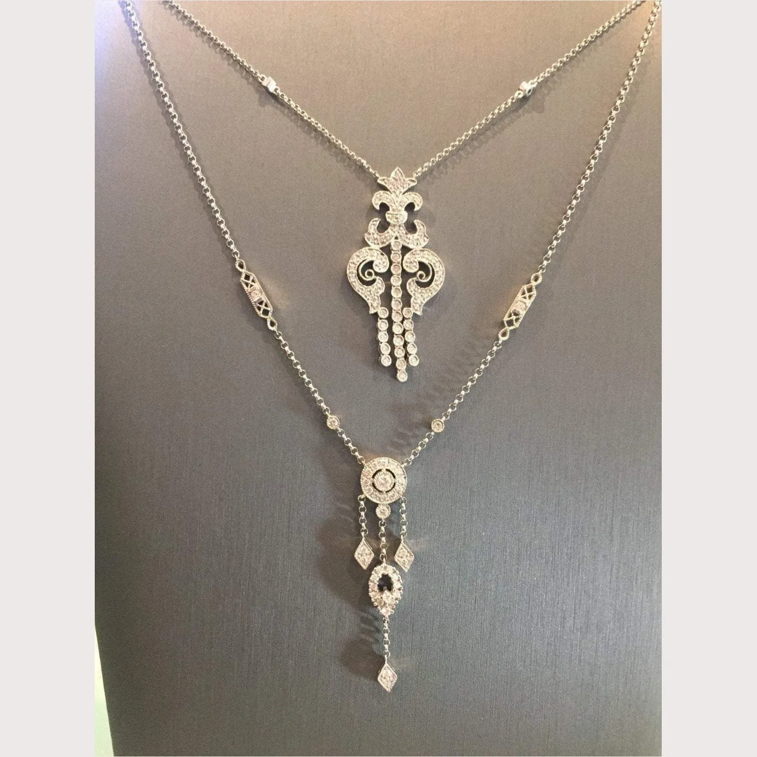 White Gold Diamond Antique Lariat