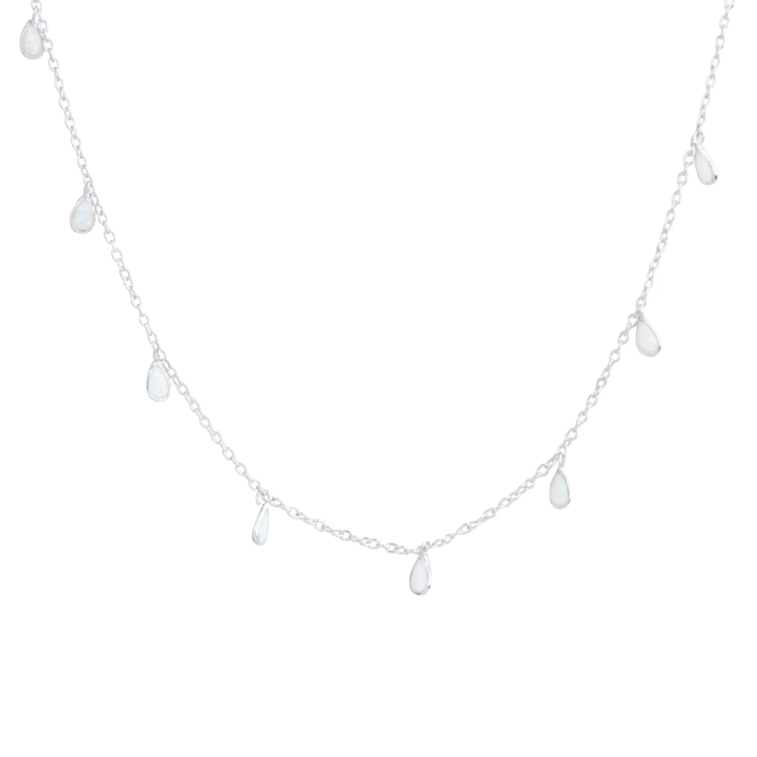 White Opal Choker in Silver
