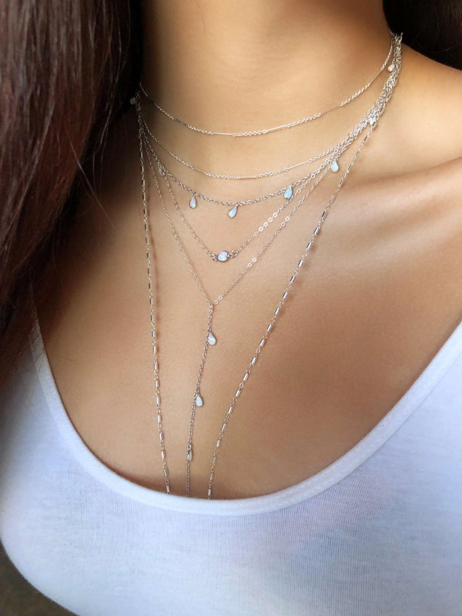 White Opal Choker in Silver