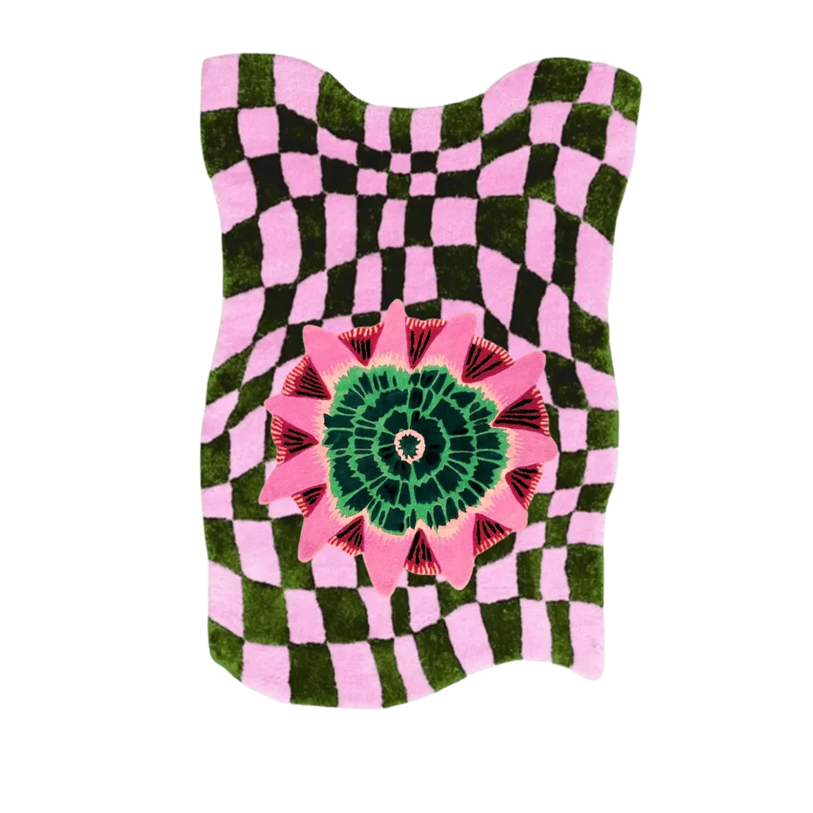Wild Flower Wavy Checker Hand Tufted Wool Rug