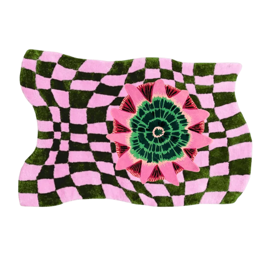 Wild Flower Wavy Checker Hand Tufted Wool Rug