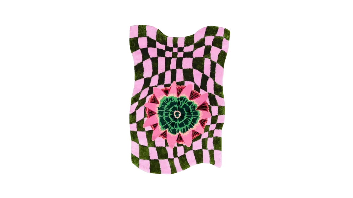 Wild Flower Wavy Checker Hand Tufted Wool Rug