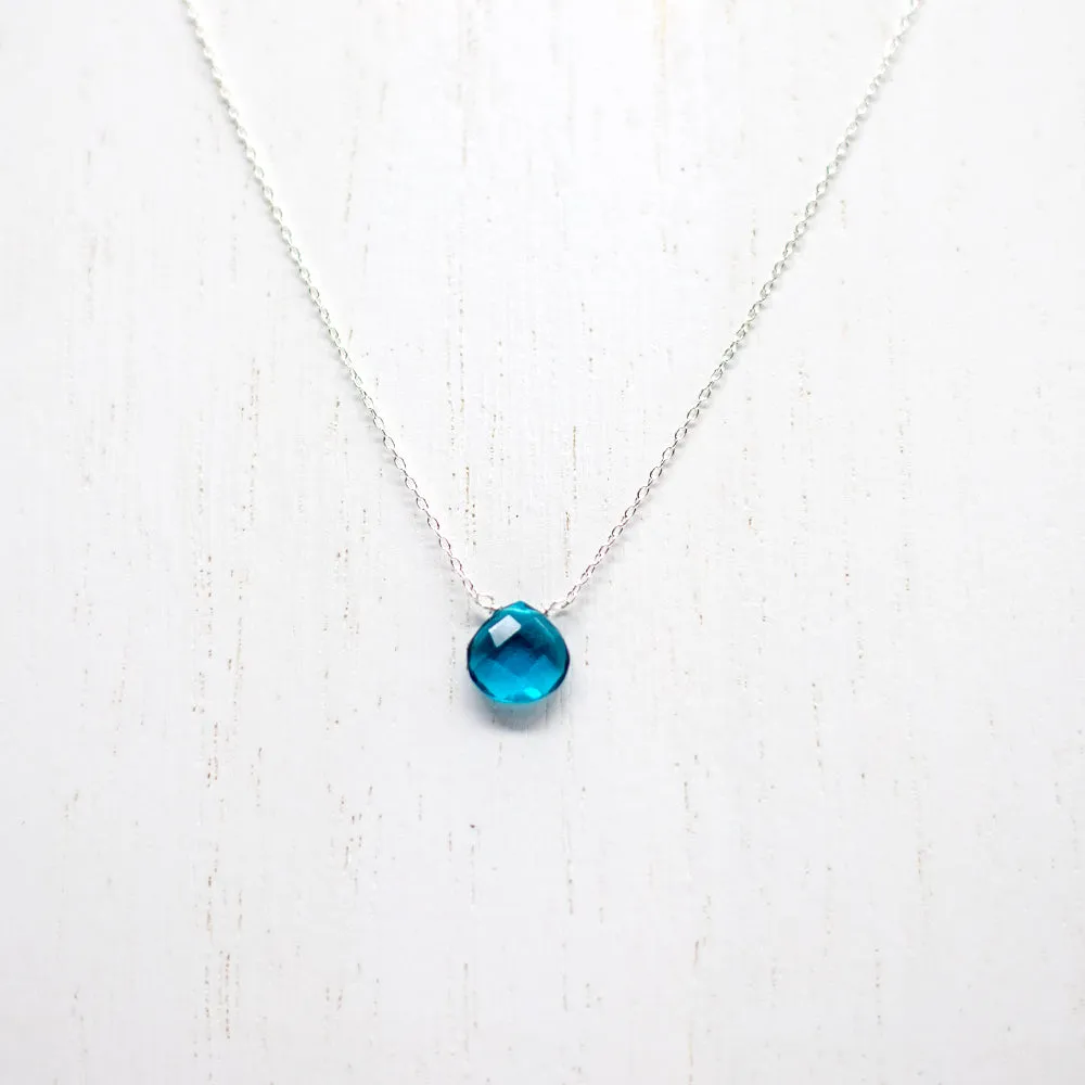 XL Apatite Heart Silver Necklace