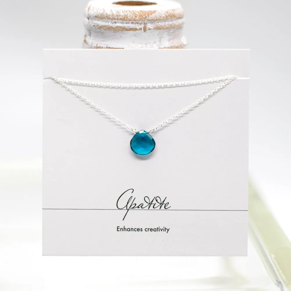 XL Apatite Heart Silver Necklace