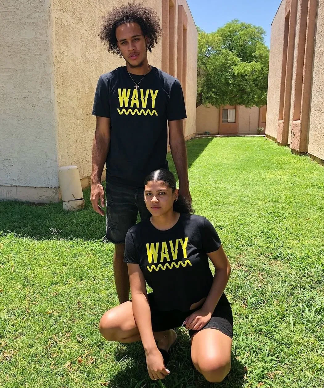 Yellow Wavy | Black Tee