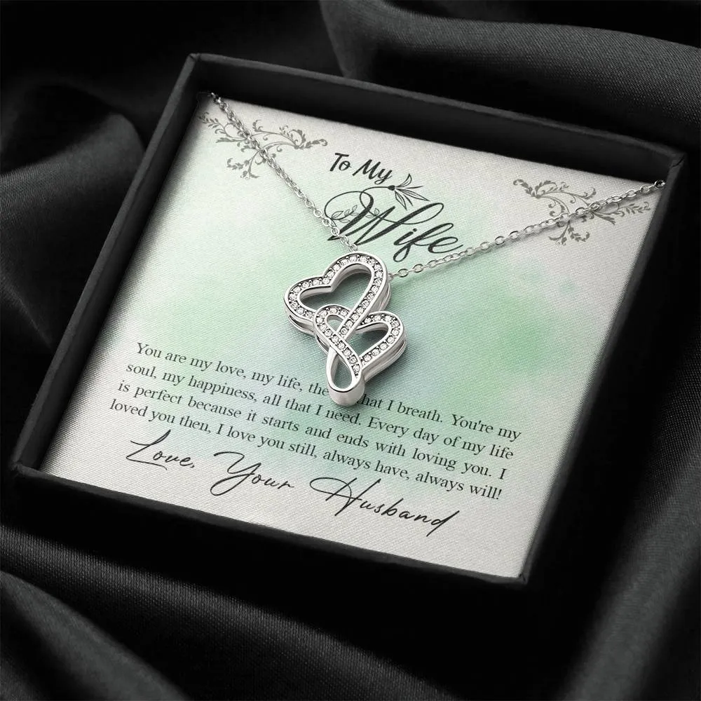 You are my happiness-Double Hearts Necklace for Wife