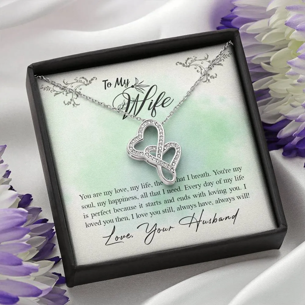 You are my happiness-Double Hearts Necklace for Wife