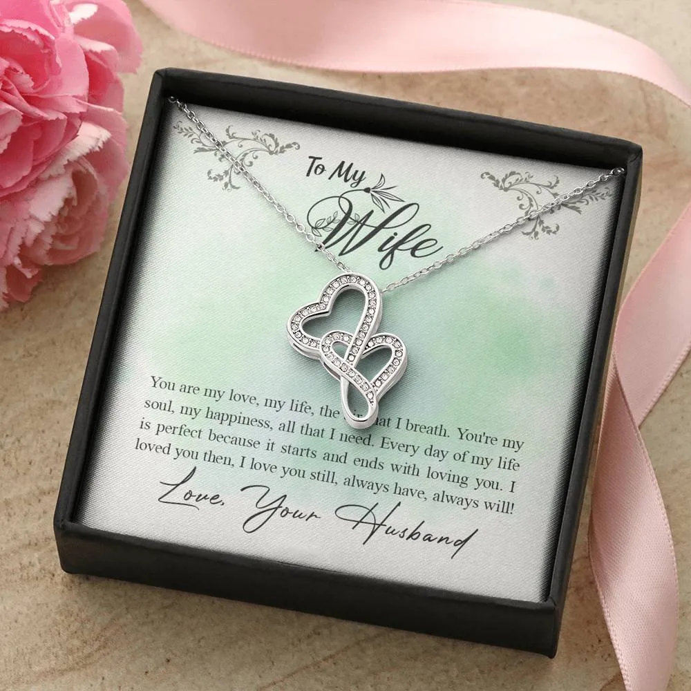 You are my happiness-Double Hearts Necklace for Wife