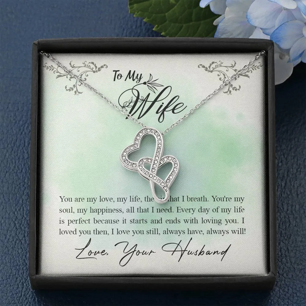 You are my happiness-Double Hearts Necklace for Wife