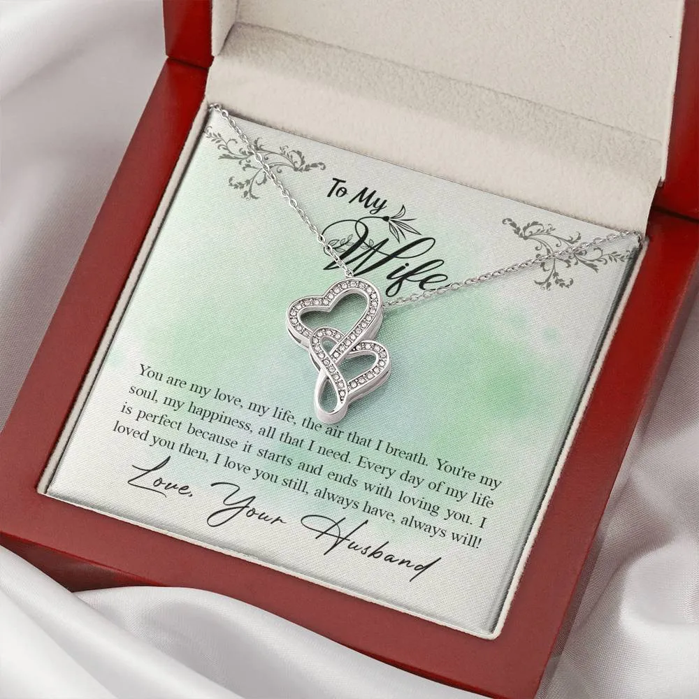 You are my happiness-Double Hearts Necklace for Wife