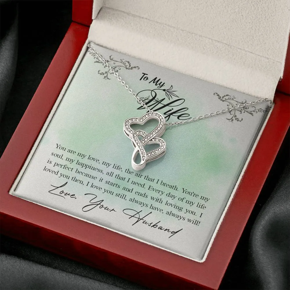 You are my happiness-Double Hearts Necklace for Wife