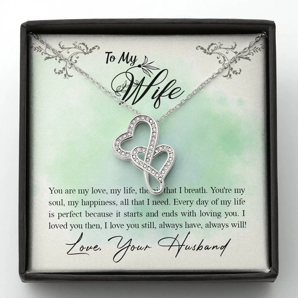 You are my happiness-Double Hearts Necklace for Wife