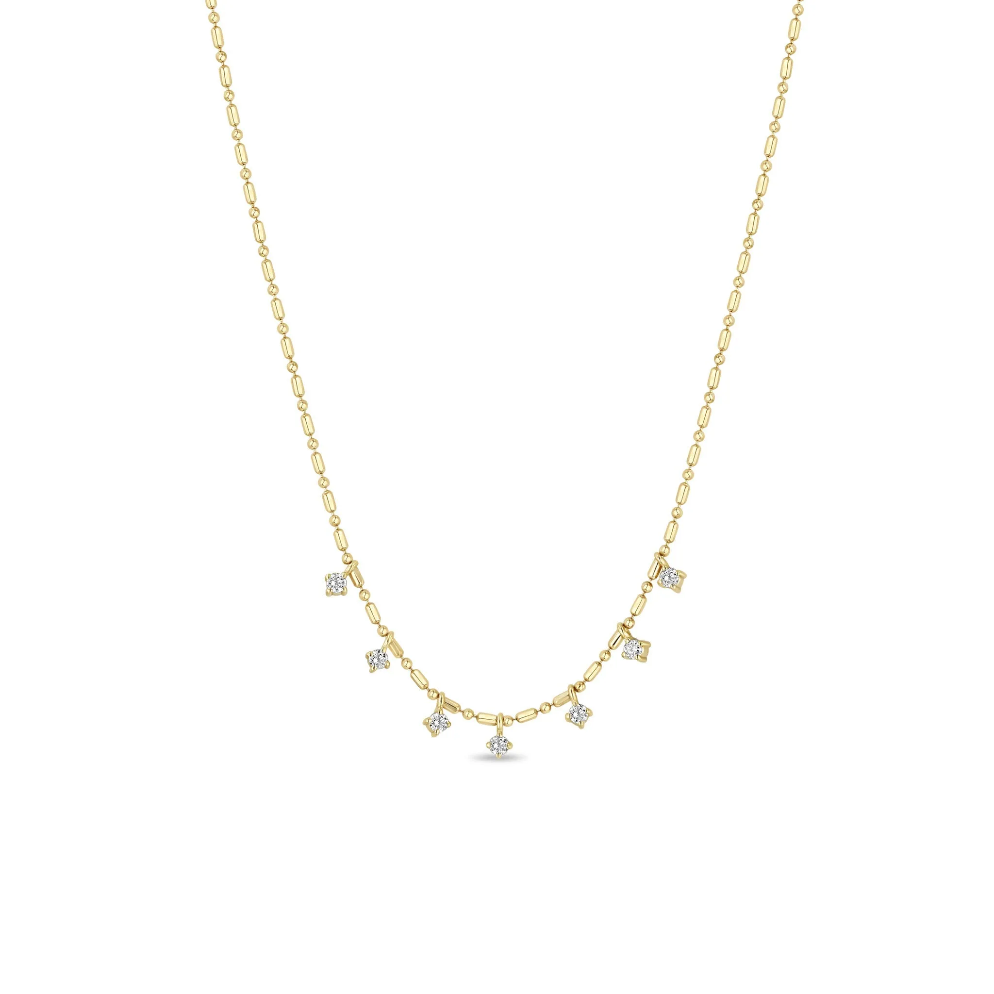 Zoë Chicco 14k Yellow Gold Dangling Prong Diamond Necklace
