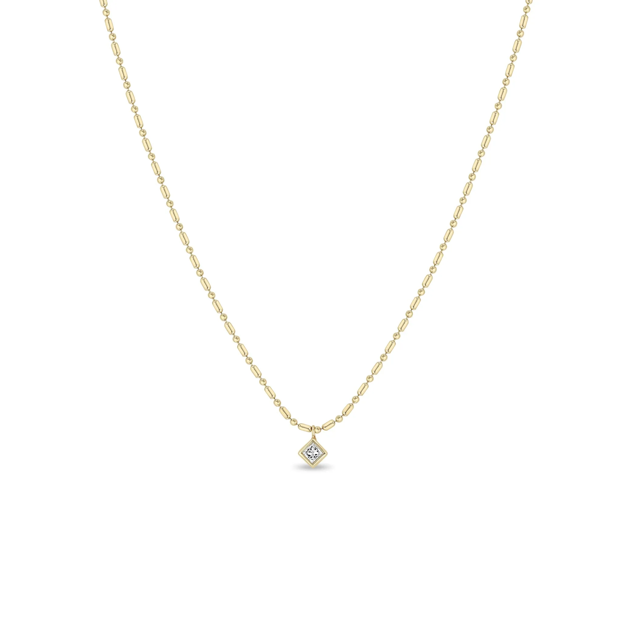 Zoë Chicco 14k Yellow Gold Princess Cut Diamond Pendant Necklace